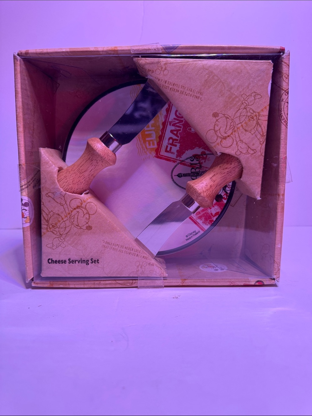 Disney, Cheese Serving Set with Wooden Handles, NIB